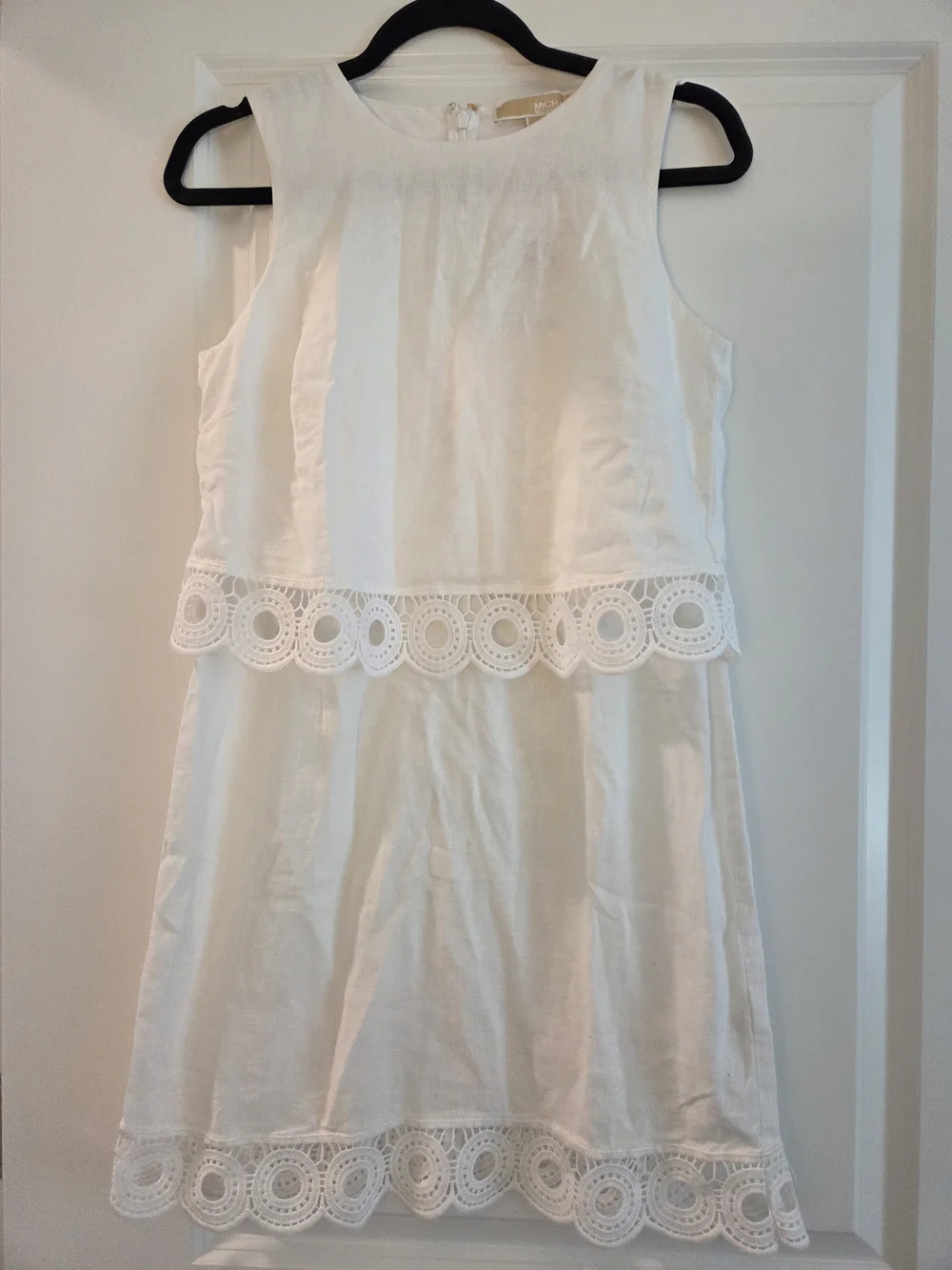 Michael Michael Kors White Linen Blend Crochet Trim Dress Size Small NWT